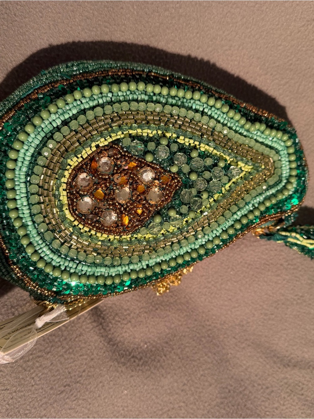Embellished Green Beaded Women's Clutch